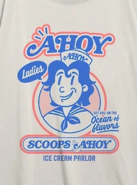Stranger Things Retro Ahoy Badge Womens Oversized T-Shirt
