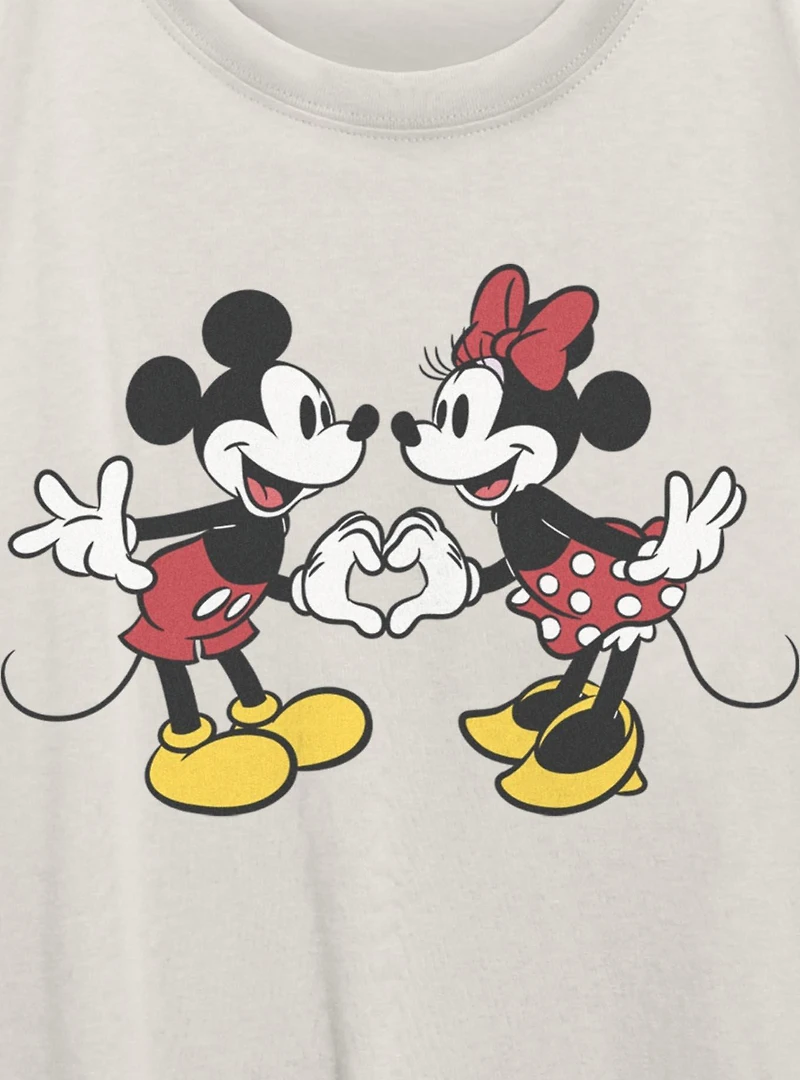 Disney Mickey Mouse Couple Heart Womens Oversized T-Shirt