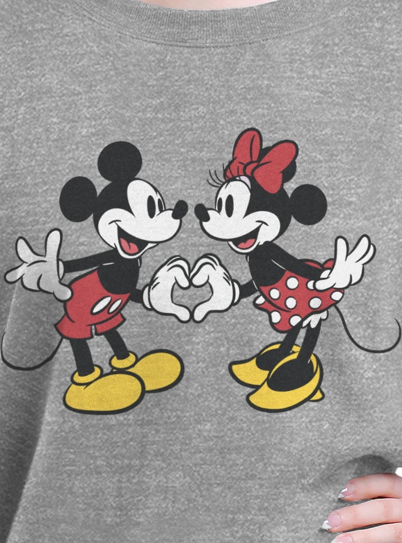 Disney Mickey Mouse Couple Heart Womens Oversized Sweatshirt