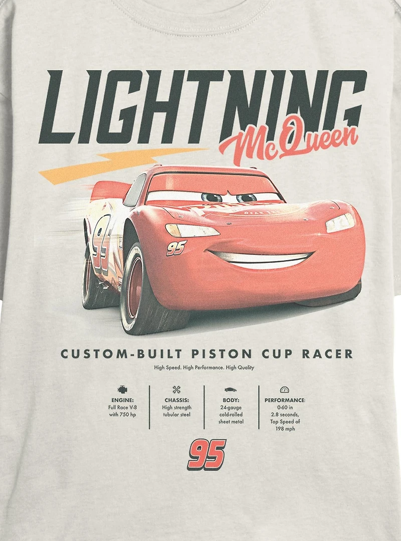 Disney Pixar Cars Lightning McQueen Stats Womens Skimmer Tee