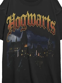 Harry Potter? Hogwarts Castle At Night Womens Oversized T-Shirt
