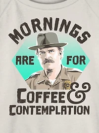 Stranger Things Hopper Coffee Morning Womens Slouchy Sweatshirt