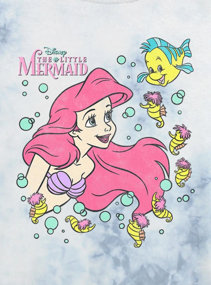 Disney The Little Mermaid Ariel N Friends Tie Dye Crop Womens T-Shirt