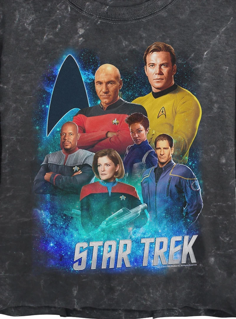 Star Trek Legendary Captains Mineral Wash Womens Crop T-Shirt