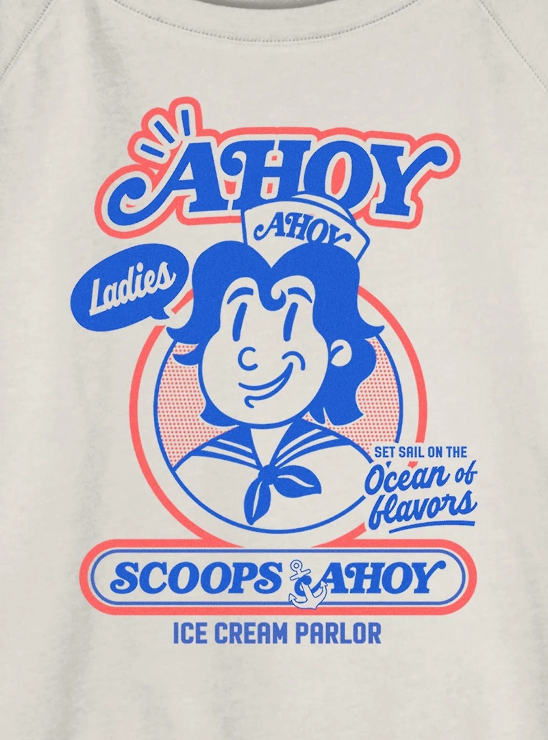 Stranger Things Retro Ahoy Badge Womens Slouchy Sweatshirt