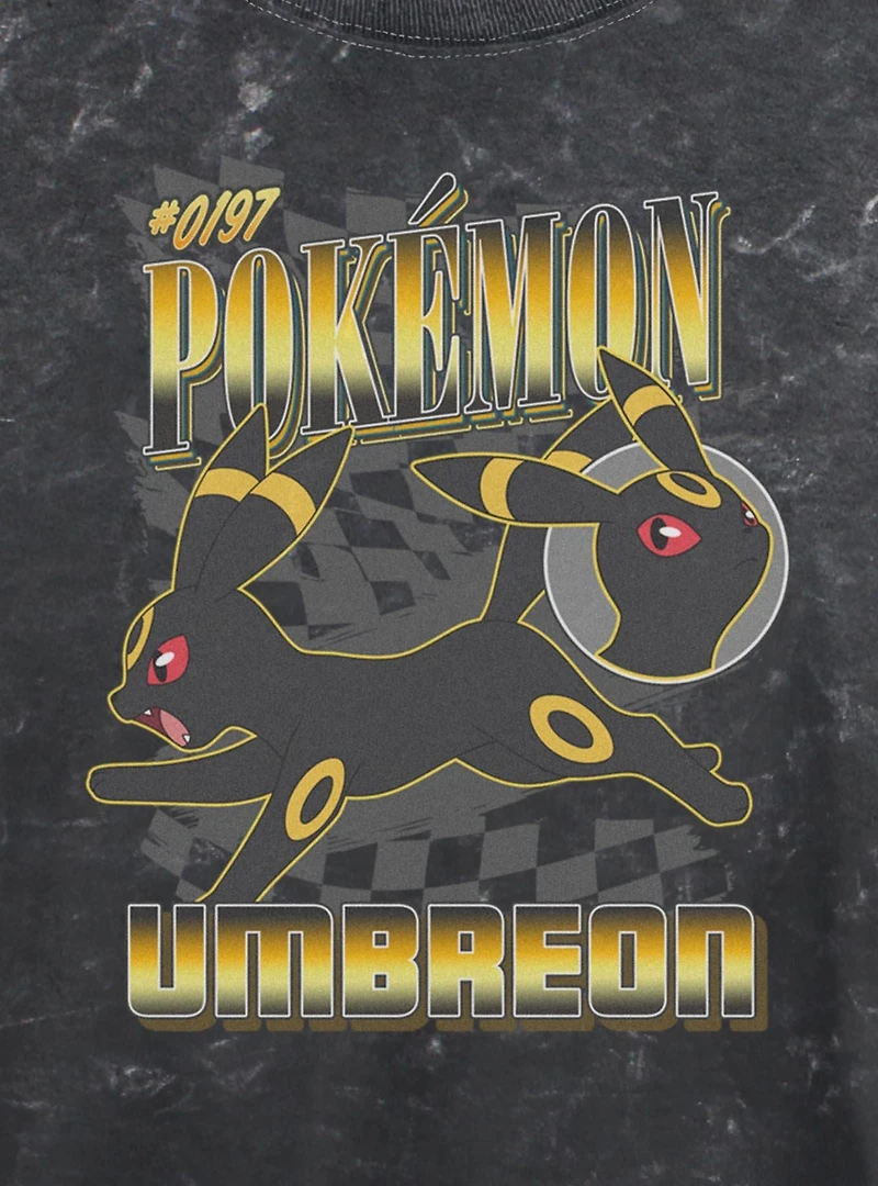 Pokemon Umbreon Check Mineral Wash Womens Crop T-Shirt
