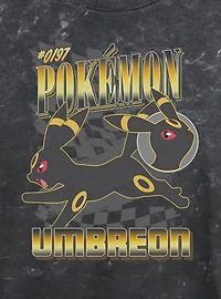 Pokemon Umbreon Check Mineral Wash Womens Crop T-Shirt