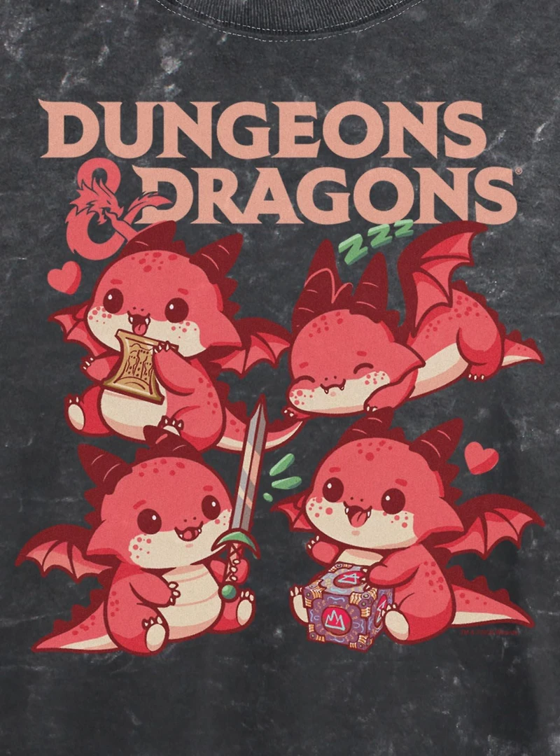 Dungeons & Dragons Dragon Cutes Mineral Wash Womens Crop T-Shirt