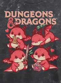 Dungeons & Dragons Dragon Cutes Mineral Wash Womens Crop T-Shirt