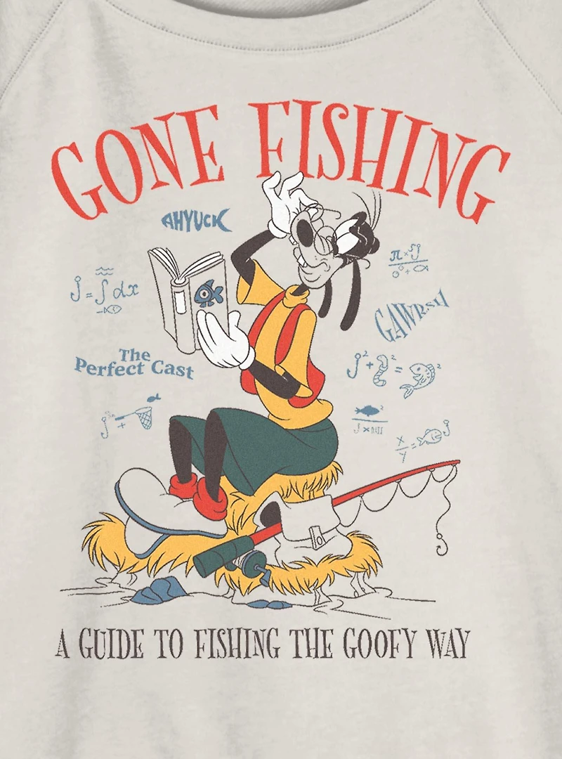 Disney Goofy Gone Fishing Womens Slouchy Sweatshirt