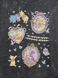 Disney Winnie The Pooh Friendship Collage Mineral Wash Womens Crop T-Shirt