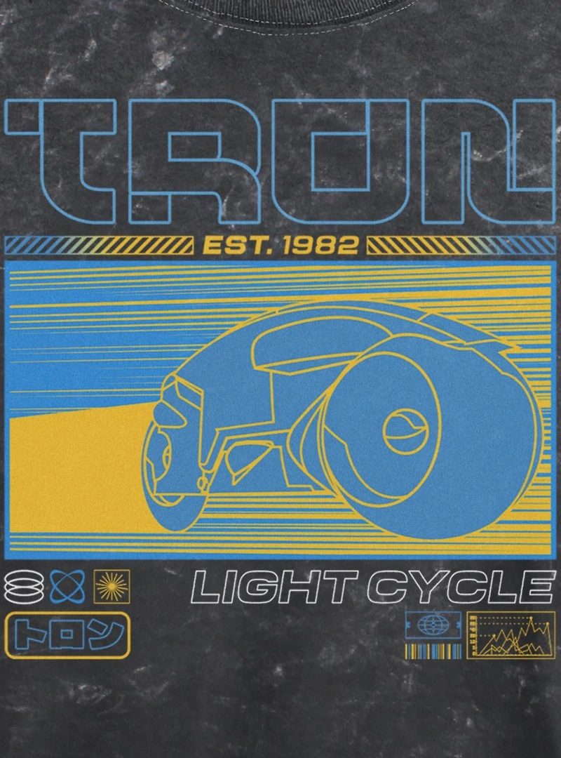 Tron Light Cycle Futuristic Mineral Wash Womens Crop T-Shirt