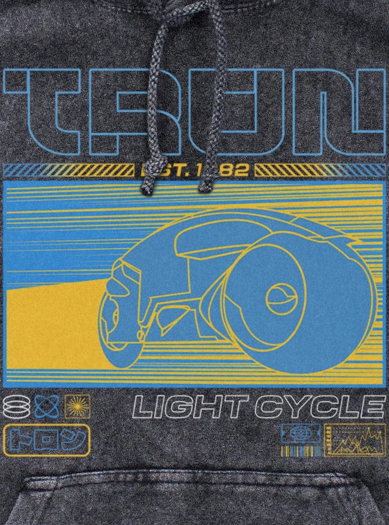 Tron Light Cycle Futuristic Mineral Wash Hoodie