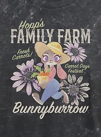 Disney Pixar Zootopia Family Farm Mineral Wash Womens Crop T-Shirt