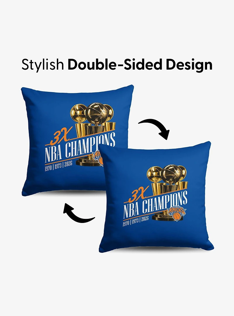 New York Knicks 2026 NBA Multi-Champs Legacy Throw Pillow