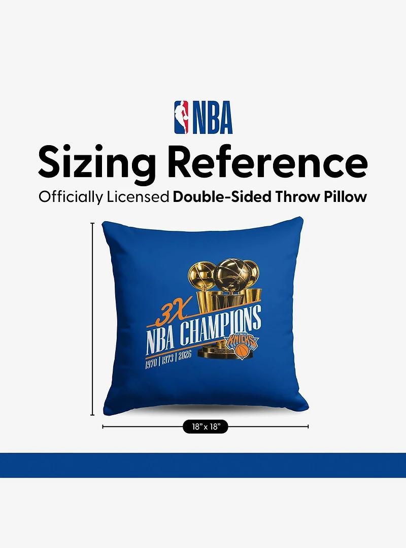 New York Knicks 2026 NBA Multi-Champs Legacy Throw Pillow