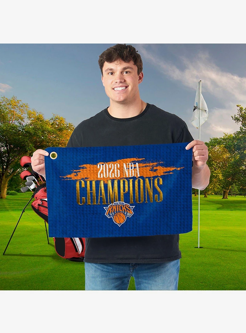 New York Knicks 2026 NBA Champions Pinnacle Waffle Printed Golf Towel