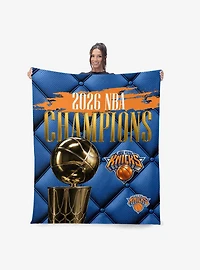New York Knicks 2026 NBA Champions Noble Silk Touch Sherpa Throw Blanket