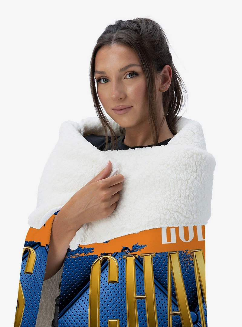 New York Knicks 2026 NBA Champions Noble Silk Touch Sherpa Throw Blanket