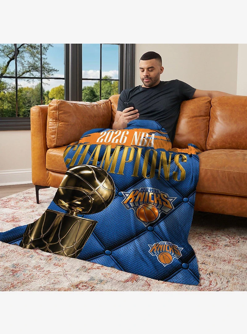 New York Knicks 2026 NBA Champions Noble Silk Touch Throw Blanket