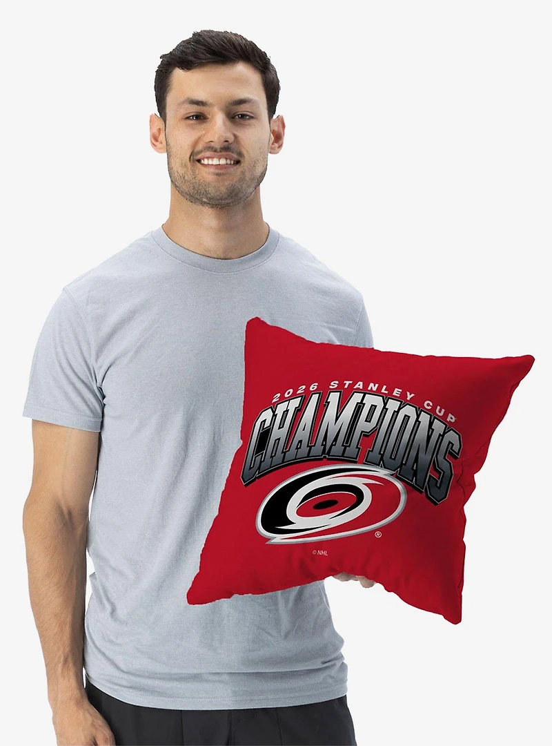 Carolina Hurricanes 2026 Stanley Cup Champions Hardline Throw Pillow