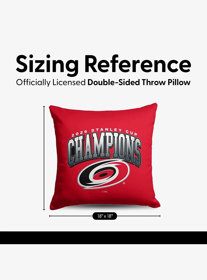 Carolina Hurricanes 2026 Stanley Cup Champions Hardline Throw Pillow