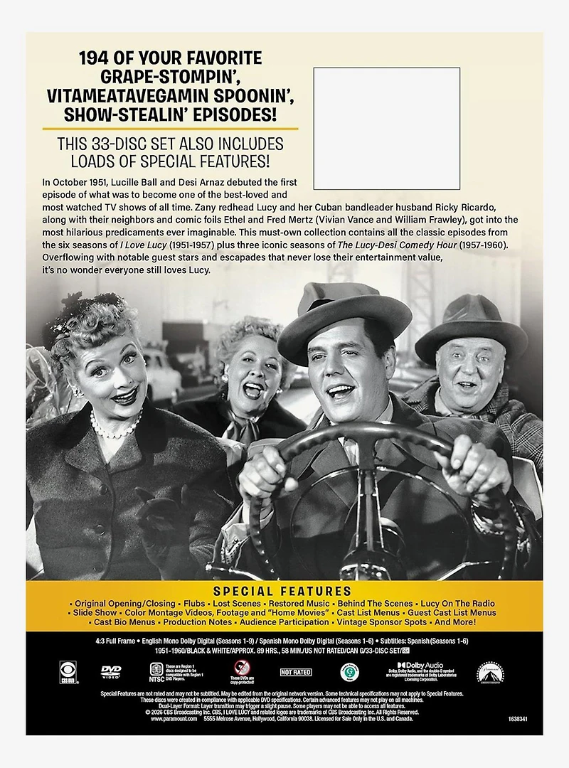 I Love Lucy: Complete Series (75th Anniversary Edition) DVD Set