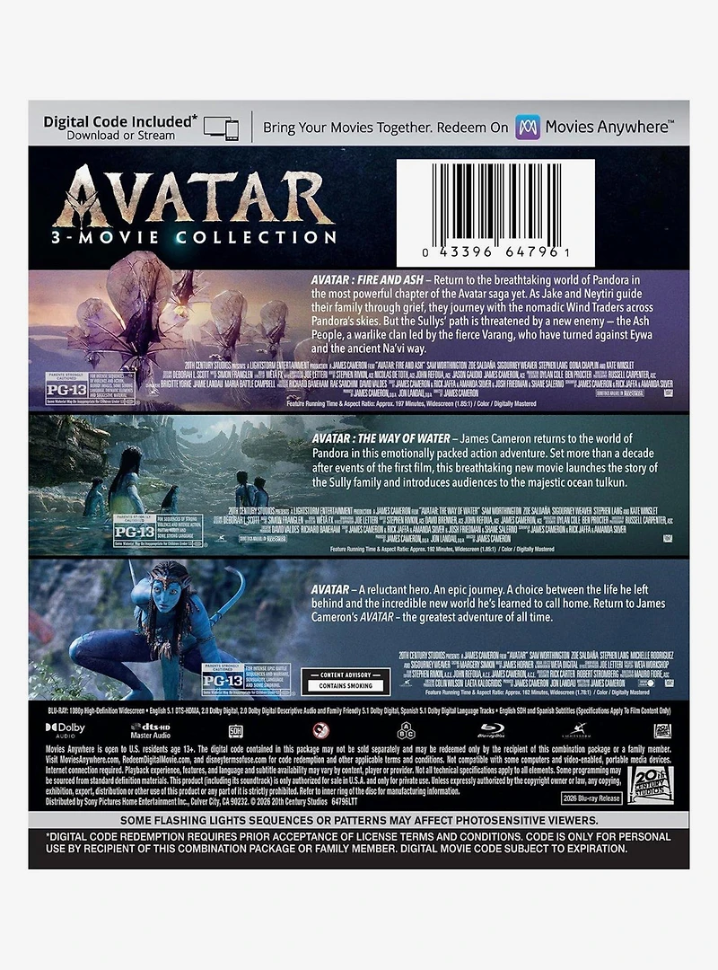 Avatar 3-Movie Collection Blu-Ray