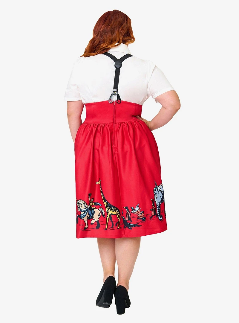 Disney Dumbo Collection by Unique Vintage Plus Red Ringmaster Suspender Swing Skirt