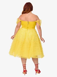 Disney Beauty and the Beast Collection by Unique Vintage Plus Yellow Mesh Tulle Belle Swing Dress
