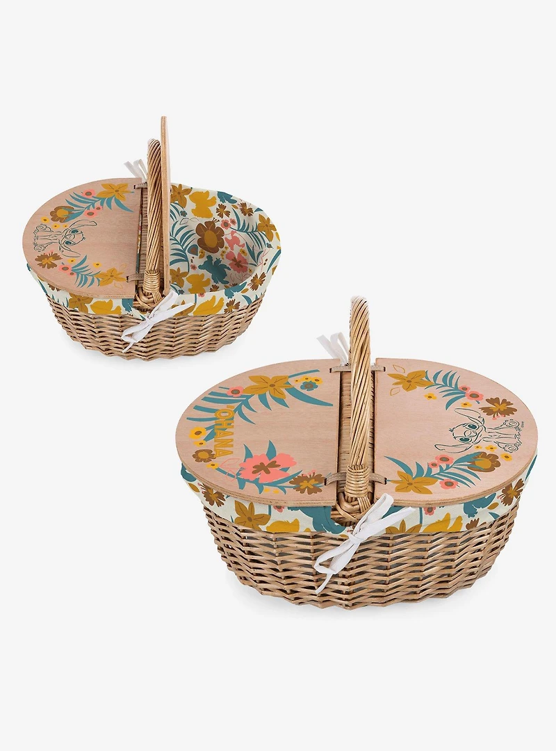 Disney Lilo & Stitch Floral Pattern Country Picnic Basket