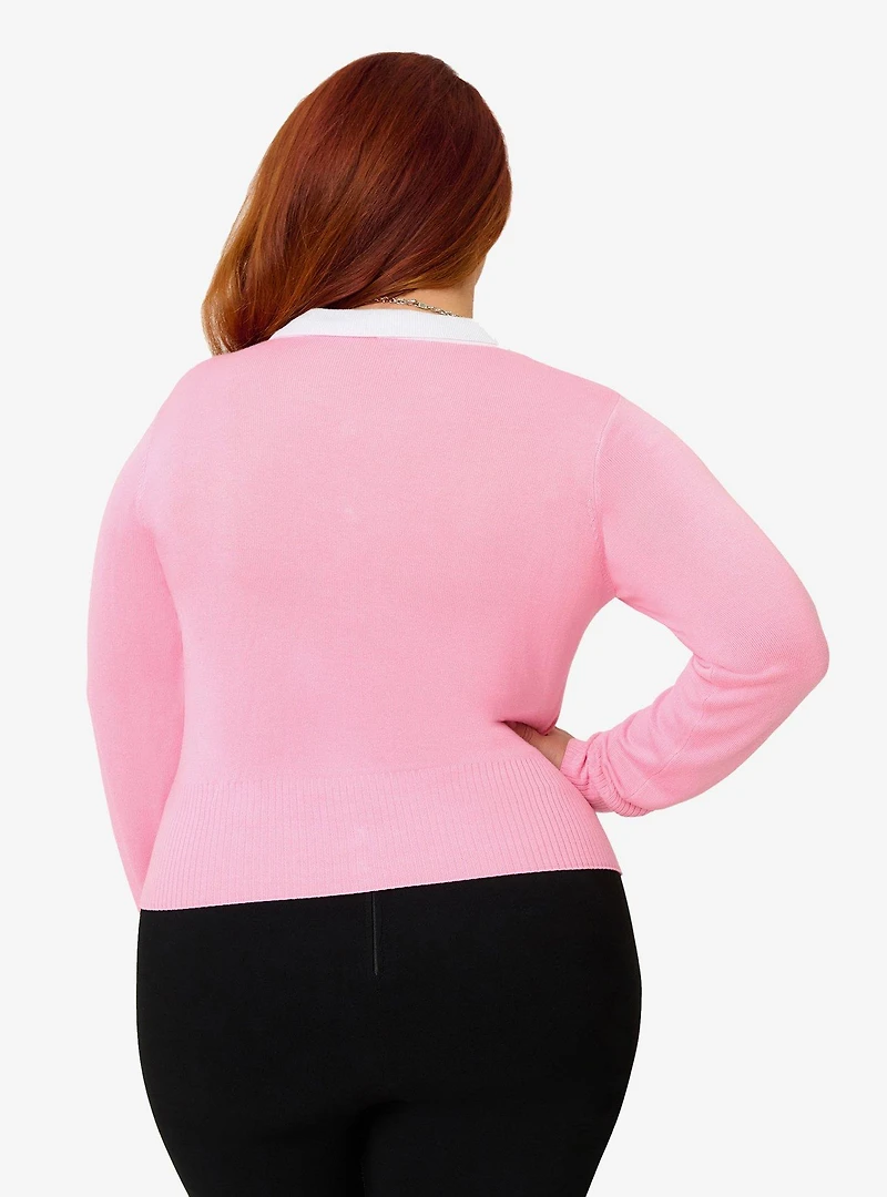 Disney Beauty and the Beast Collection by Unique Vintage Plus Pink Rose Cardigan