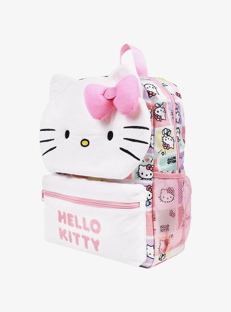 Hello Kitty Plush Face Backpack with 3D Bow