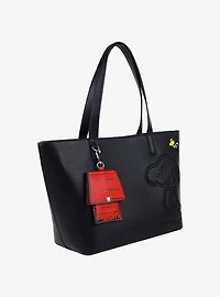 Danielle Nicole Peanuts Snoopy Minimal Black Tote Bag with Doghouse Cardholder