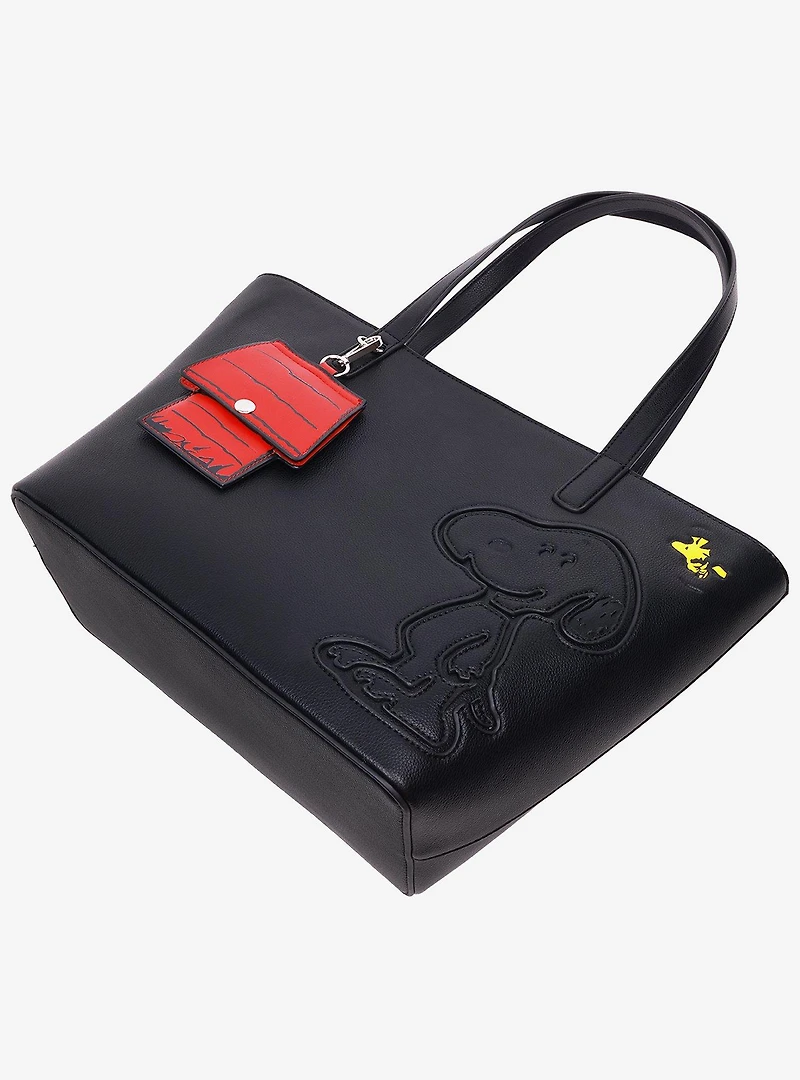 Danielle Nicole Peanuts Snoopy Minimal Black Tote Bag with Doghouse Cardholder