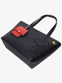Danielle Nicole Peanuts Snoopy Minimal Black Tote Bag with Doghouse Cardholder