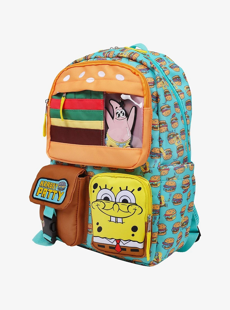 SpongeBob SquarePants Krabby Patty Peekaboo Backpack with Character Pockets