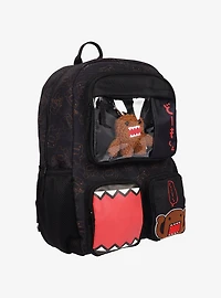 Domo Character Backpack with Clear Window Pocket & Plush Clip Keychain