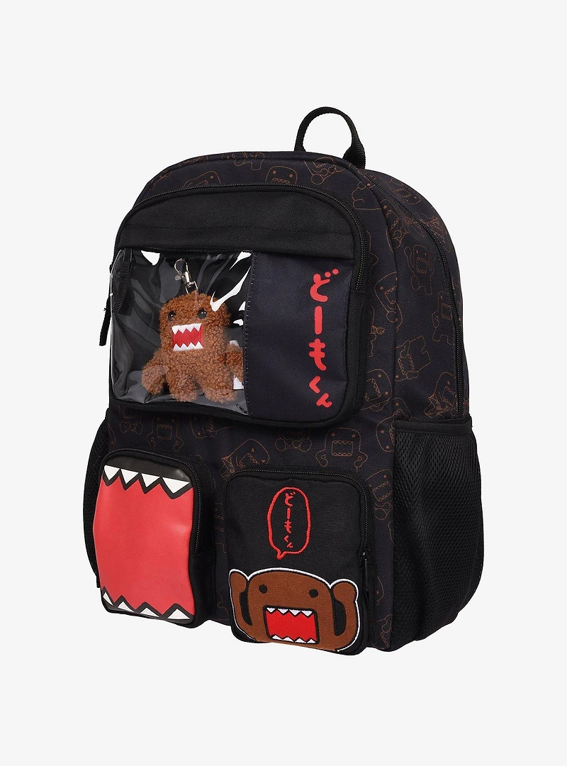 Domo Character Backpack with Clear Window Pocket & Plush Clip Keychain