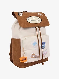 Gilmore Girls Stars Hollow Canvas Backpack with Faux Leather Trim, Laptop Sleeve & Charm Keychain