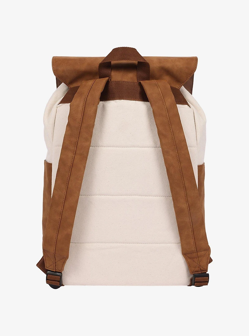 Gilmore Girls Stars Hollow Canvas Backpack with Faux Leather Trim, Laptop Sleeve & Charm Keychain