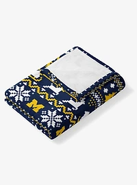 NCAA University of Michigan Wolverines Xmas Time Silk Touch Throw Blanket