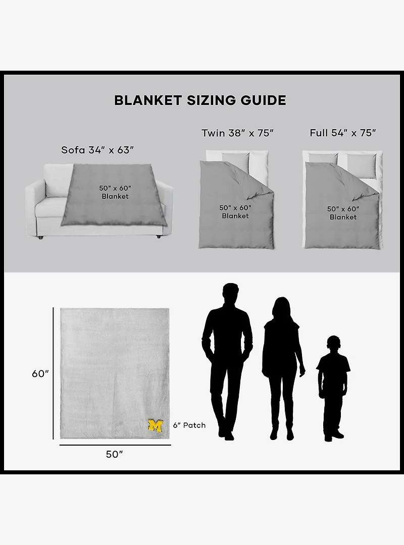 NCAA Michigan Wolverines Logo Sweatshirt Throw Blanket