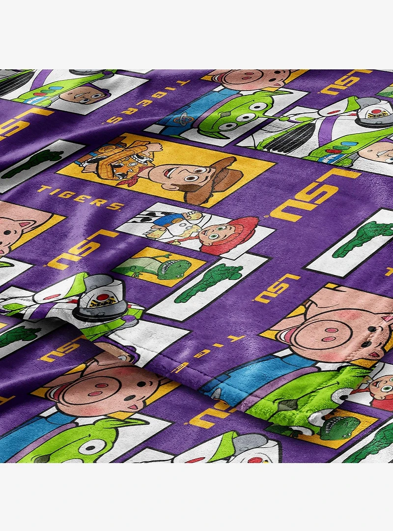 NCAA LSU Tigers Disney Toy Story Buzz Lightyear Cameo Hugger Pillow & Silk Touch Throw Blanket Set
