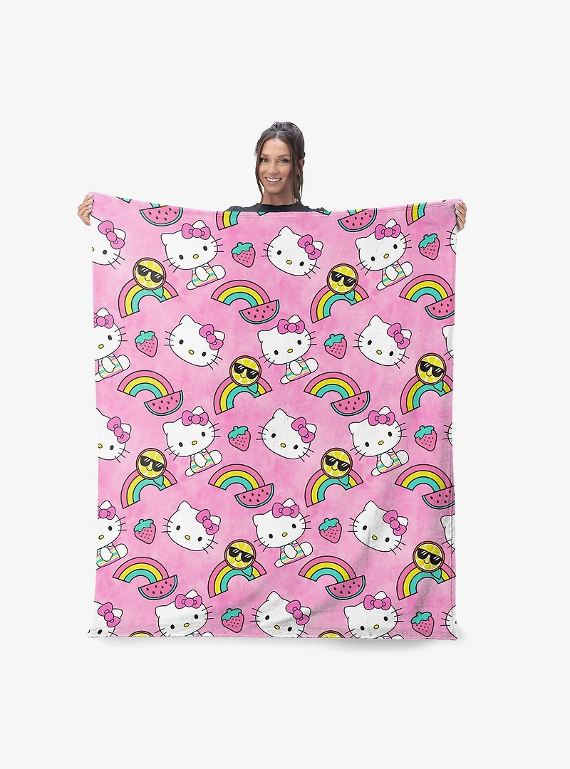 Hello Kitty Tie Dye Rainbow Silk Touch Throw Blanket