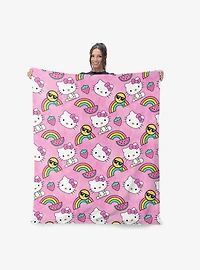 Hello Kitty Tie Dye Rainbow Silk Touch Throw Blanket