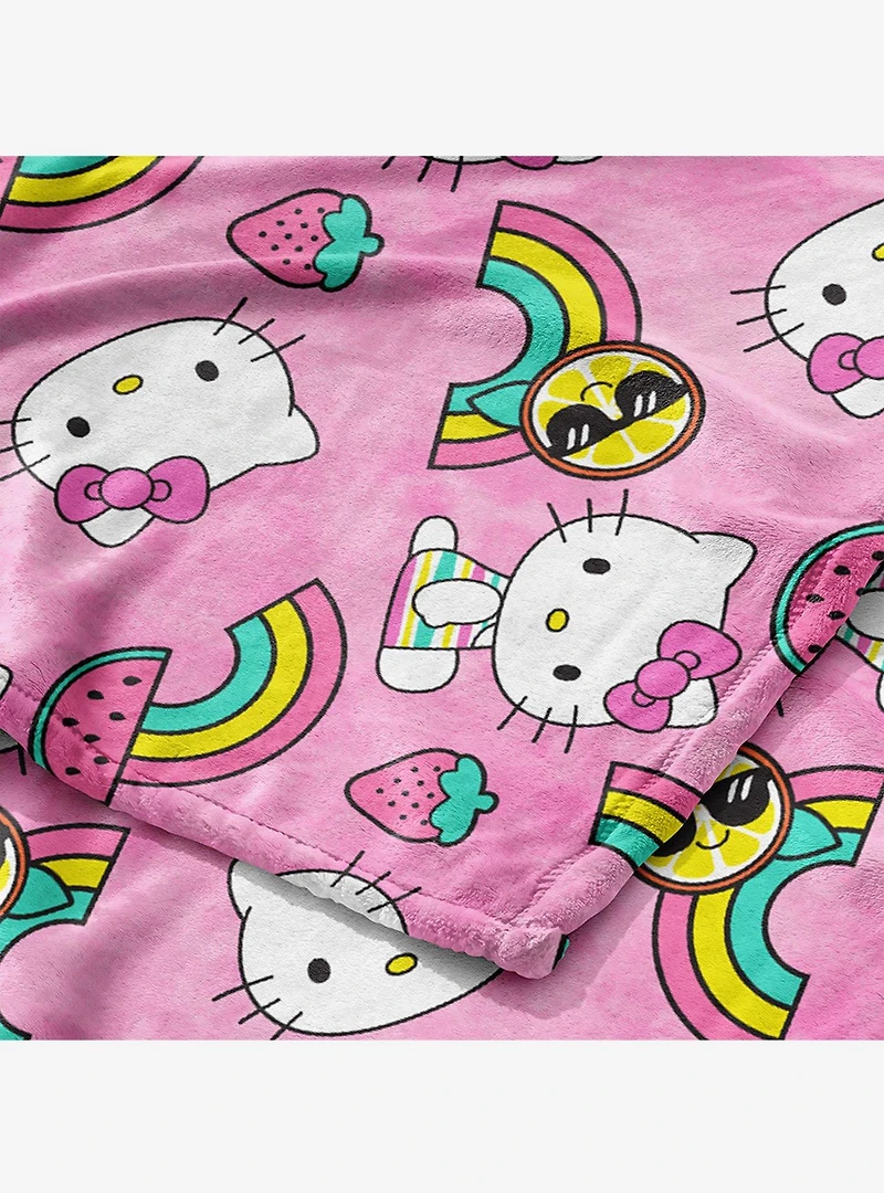 Hello Kitty Tie Dye Rainbow Silk Touch Throw Blanket