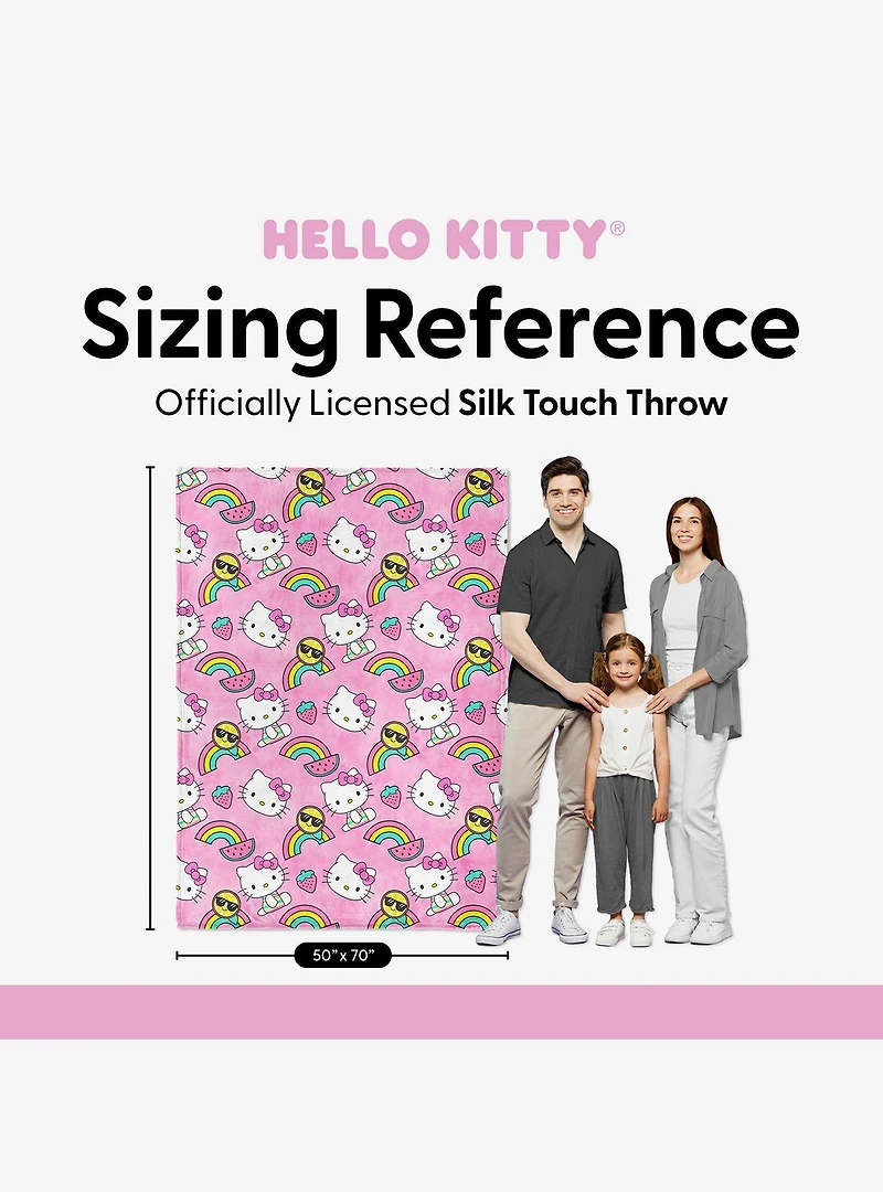 Hello Kitty Tie Dye Rainbow Silk Touch Throw Blanket