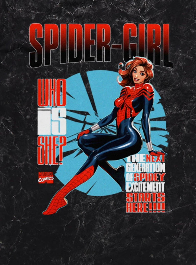 Marvel Spider-Man Who Is Spider-Girl Next Generation Mineral Wash T-Shirt