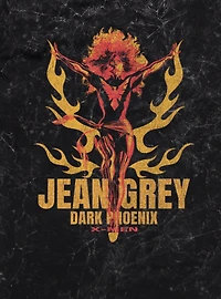 Marvel X-Men Jean Grey Dark Phoenix Orange And Red Flames Mineral Wash T-Shirt